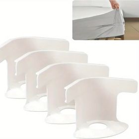 Sheet Grippers for Bed - Strong Locking Clips Keep Fitted Sheets Tight on All Mattress Sizes - Never Come Loose Again (Color: White 4pcs)