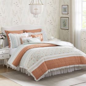 9 Piece Cotton Percale Comforter Set (Color: as Pic)