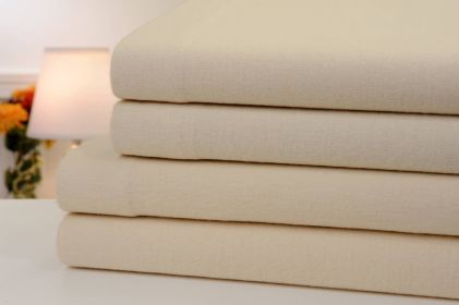 Bibb Home Solid Flannel 4 Piece Sheet Set (Color: Beige, size: TWIN)