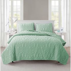 Coastal Beach Starfish Seashell Seahorse Light Green Teal Quilt Set (size: KING)