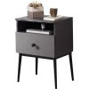 Mid Century Modern End Table Nightstand in Black Wood Finish