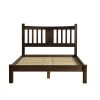 Farmhouse Style Solid Wood Platform Bed with Headboard in Espresso