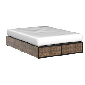 Metal Wood Platform Bed Frame with 4 Storage Drawers -  Max Weight (Option: 600 Lbs, size: Full)