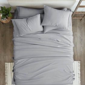 Grey 6 Piece Wrinkle Resistant Microfiber Polyester Sheet Set (size: KING)