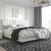 White Velvet Upholstered Platform Bed Frame with Headboard