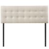 Modern Ivory Fabric Upholstered Button Tufted Headboard