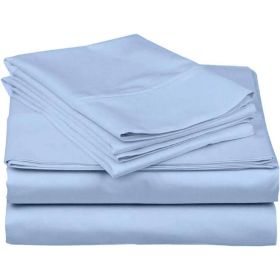 Blue 100-Percent Egyptian Cotton 1000 Thread Count Sheet Set (Option: 3 Pc, size: TWIN)