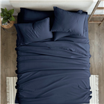 Navy Blue 6-Piece Soft Wrinkle Resistant Microfiber/Polyester Sheet Set (size: KING)