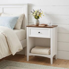26" Wood One Drawer Nightstand (Color: White)