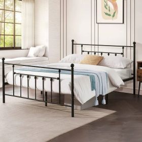 Vintage Style Black Metal Platform Bed Frame with Headboard Footboard (size: Full)
