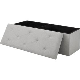 Linen Upholstered Bedroom Living Room Entryway Storage Bench Ottoman (size: Light Grey)