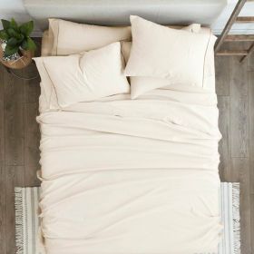 Ivory Beige 4-Piece Wrinkle Resistant Microfiber/Polyester Sheet Set (size: Twin XL)