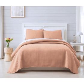 Lightweight Blush Ultra Soft 3-Piece Microfiber Quilt Set (size: King/Cal King)