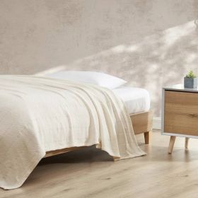 Cream Bone Lightweight 100-Percent Cotton Blanket - Machine Washable (size: KING)
