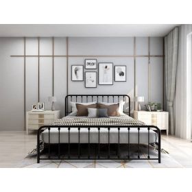 Black Metal Platform Bed Frame with Rounded Corners Headboard Footboard (size: KING)