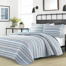 Nautical Anchor Blues 100-Percent Cotton Reversible Quilt Set (Option: 3 Pc, size: Full/Queen)