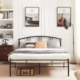 Black Metal Platform Bed Frame with Arched Headboard (size: QUEEN)