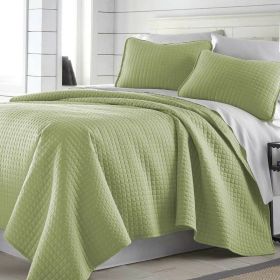 Lightweight Sage Ultra Soft 3-Piece Microfiber Quilt Set (size: King/Cal King)